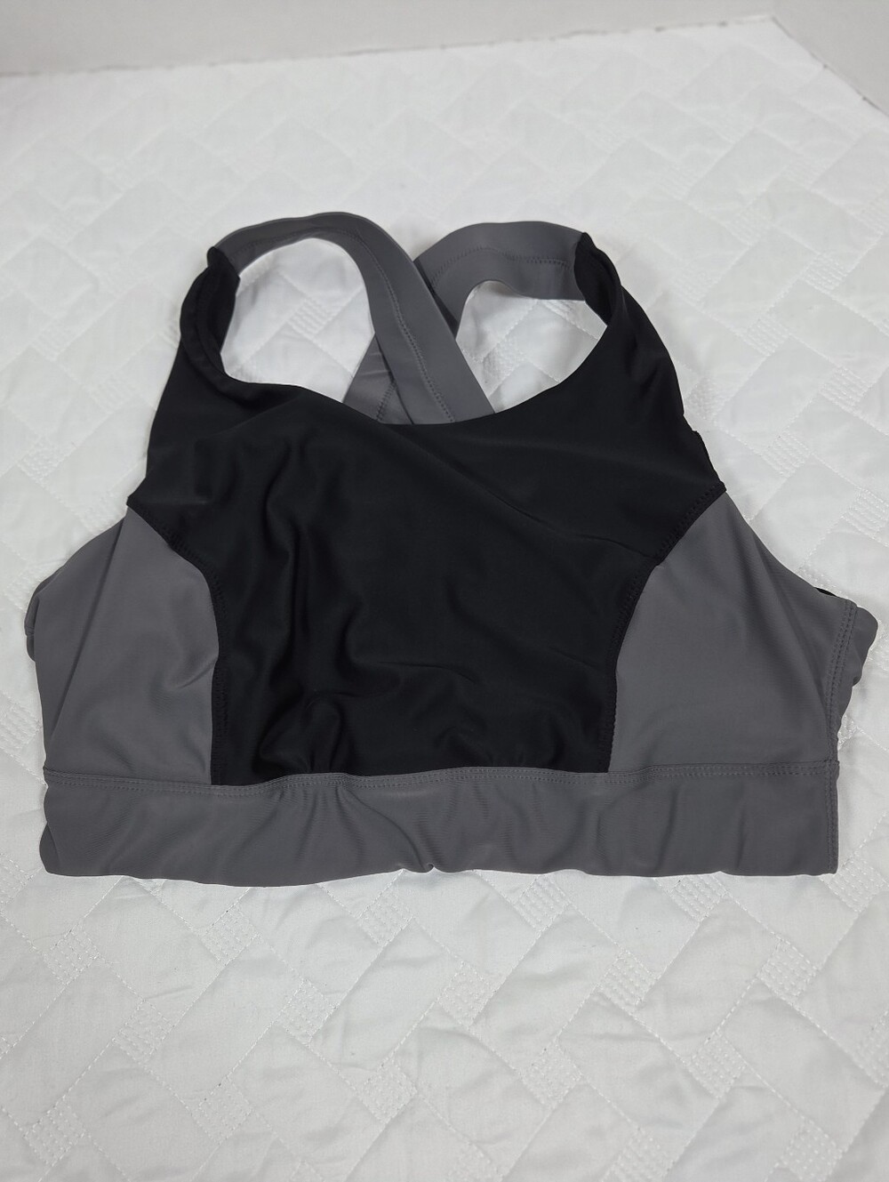 UV Skinz Active Swim Bra UPF 50 Plus Sun Protection Colorblock Black Grey L
